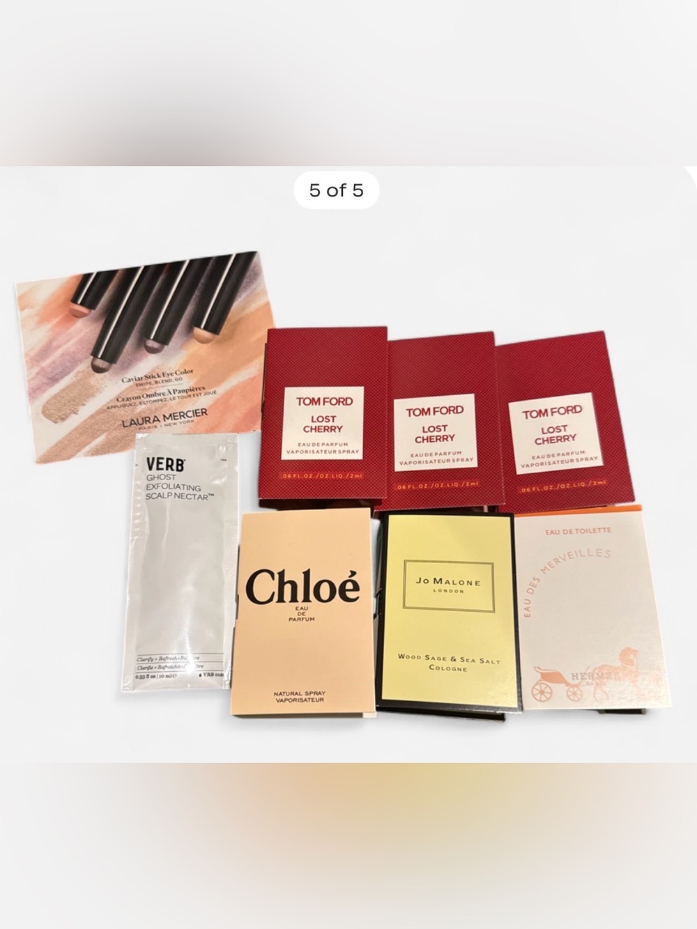 New Authentic 6 Designer Perfume Sample Card plus Sephora Samples